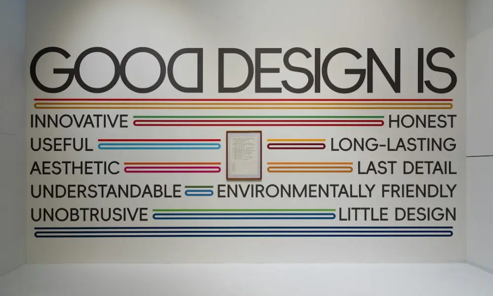 Good design is principles with colorful graphic lines, illustrating design judgment